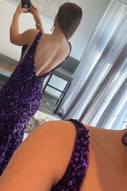 Bmbridal V-Neck Mermaid Sleeveless Prom Dress With Beadings