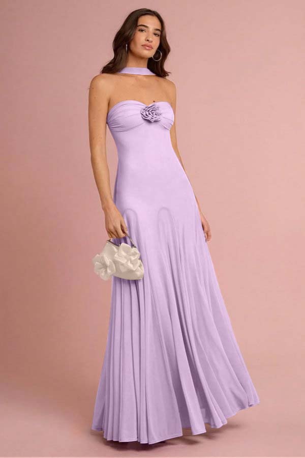 Sweetheart Strapless Sleeveless Long Prom Dress With Ruffles