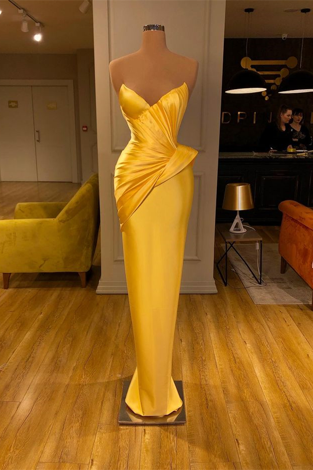 Bmbridal Yellow V-Neck Prom Dress Mermaid Long On Sale