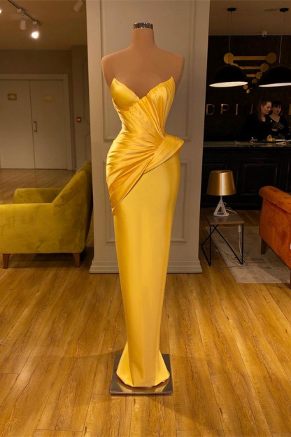 Bmbridal Yellow V-Neck Prom Dress Mermaid Long On Sale
