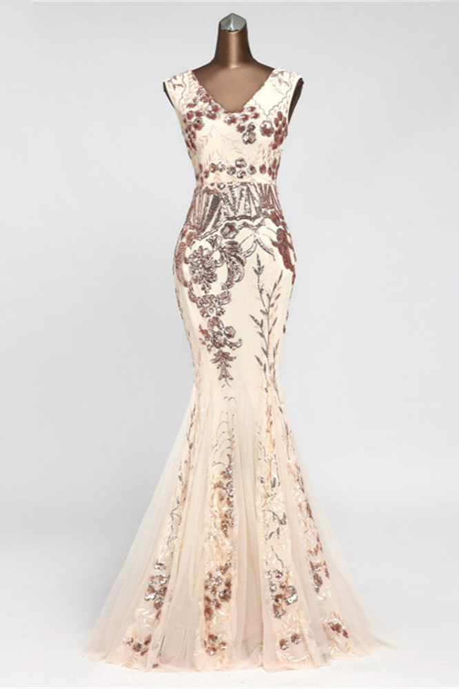 BMbridal Glamorous Sequined Sleeveless Long Mermaid Prom Dresses Online-BMbridal