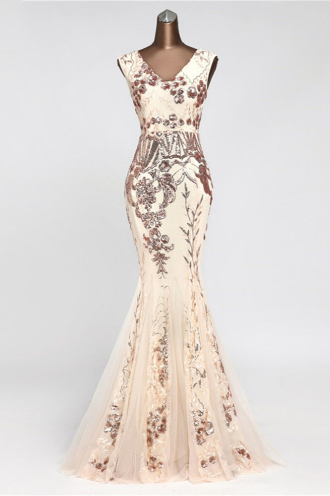 BMbridal Glamorous Sequined Sleeveless Long Mermaid Prom Dresses Online