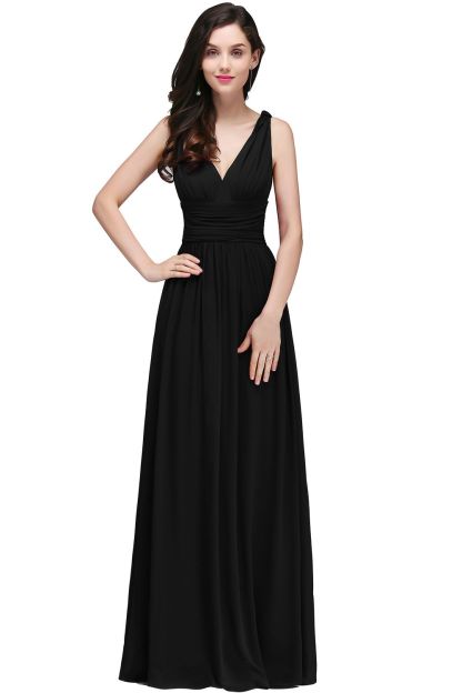 BMbridal Affordable Chiffon V-Neck Burgundy Bridesmaid Dress with Ruffle In Stock