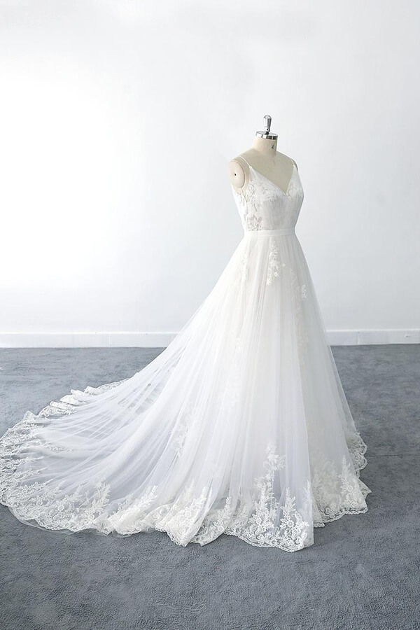 BMbridal Amazing Ruffle Appliques Tulle A-line Wedding Dress On Sale-BMbridal