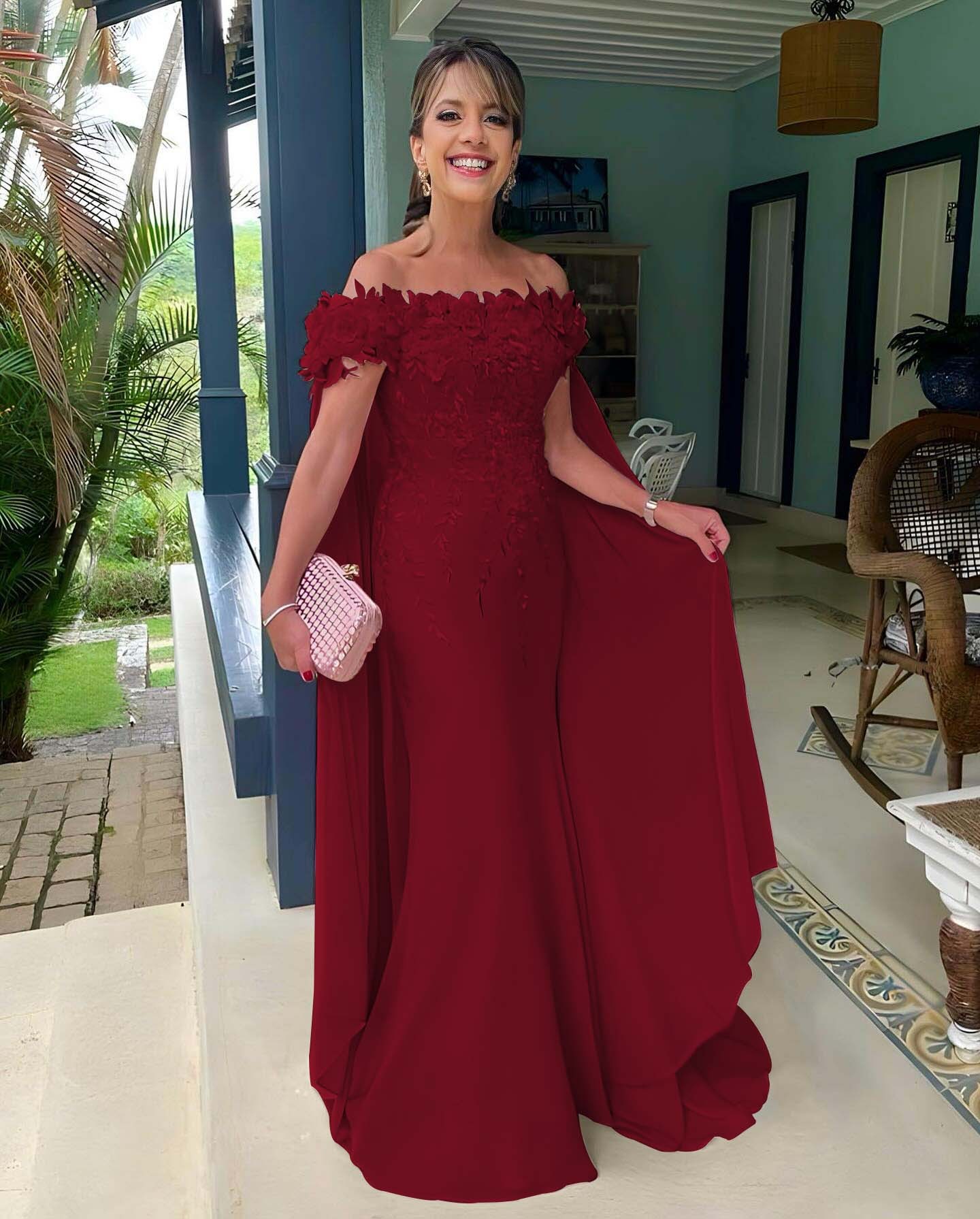 Off the Shoulder Sleeveless Long Mermaid Prom Dress With Appliques