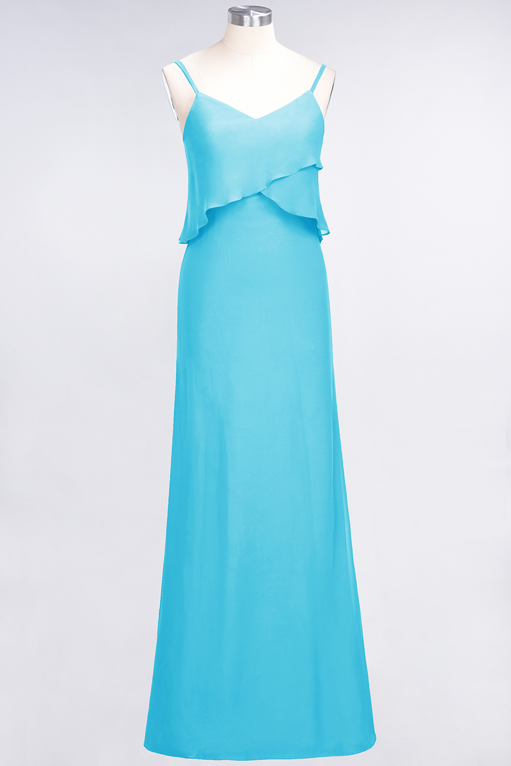 BMbridal Affordable Spaghetti-Straps V-Neck Burgundy Chiffon Bridesmaid Dresses-BMbridal
