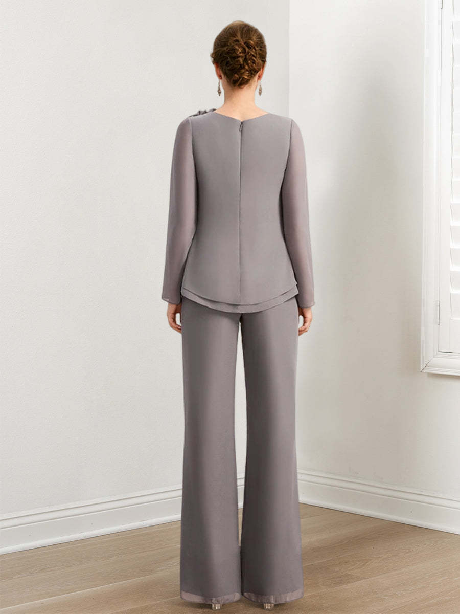 Beaded and Ruffled Chiffon Pantsuits for the Mother of the Bride-BMbridal