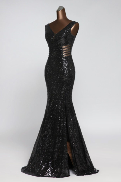 BMbridal Affordable V-Neck Pink Mermaid Prom Dresses with Front-Slit Online