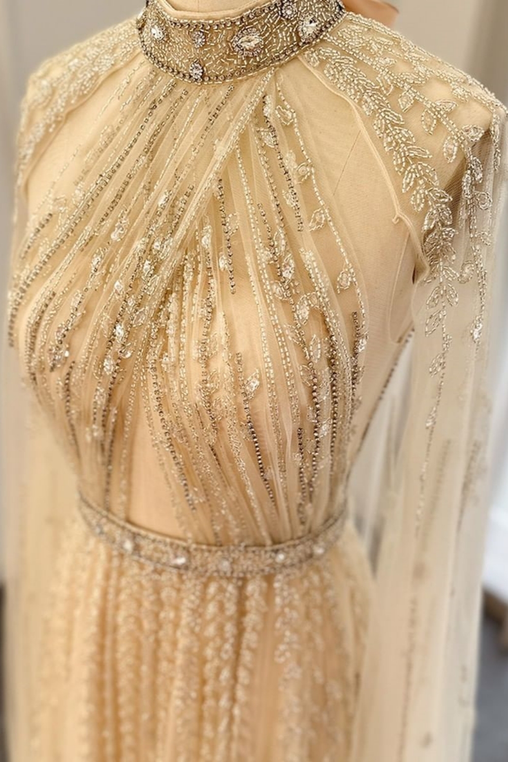 Bmbridal A-Line Halter Floor-Length Sleeveless Prom Dresses with Beadings