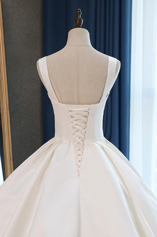 BMbridal Elegant Ball Gown Straps Square-Neck Wedding Dress Ruffles Sleeveless Bridal Gowns Online