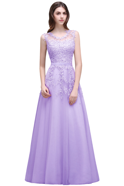 BMbridal A-line Floor-length Tulle Prom Dress with Appliques