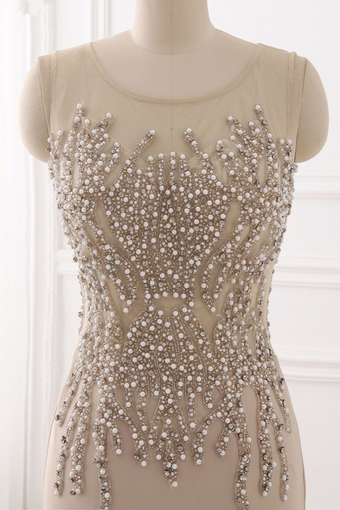 BMbridal Elegant Jewel Sleeveless Mermaid Prom Dresses with Pearls Online