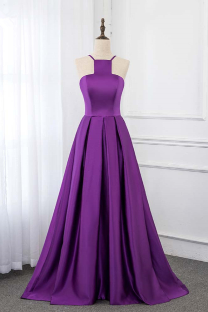 BMbridal Chic Satin Spaghetti Straps Sleeveless Long Prom Dresses with Ruffle Online