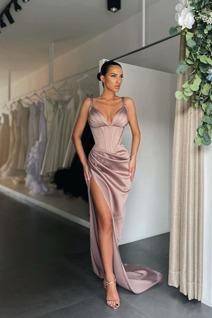 Bmbridal Sweetheart Column Sleeveless Prom Dress With Split Front