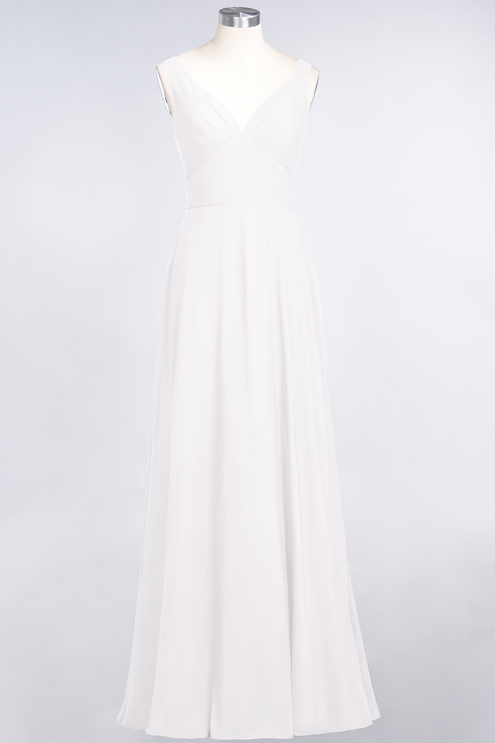 BMbridal Chic Chiffon V-Neck Straps Ruffle Affordable Bridesmaid Dresses with Open Back-BMbridal