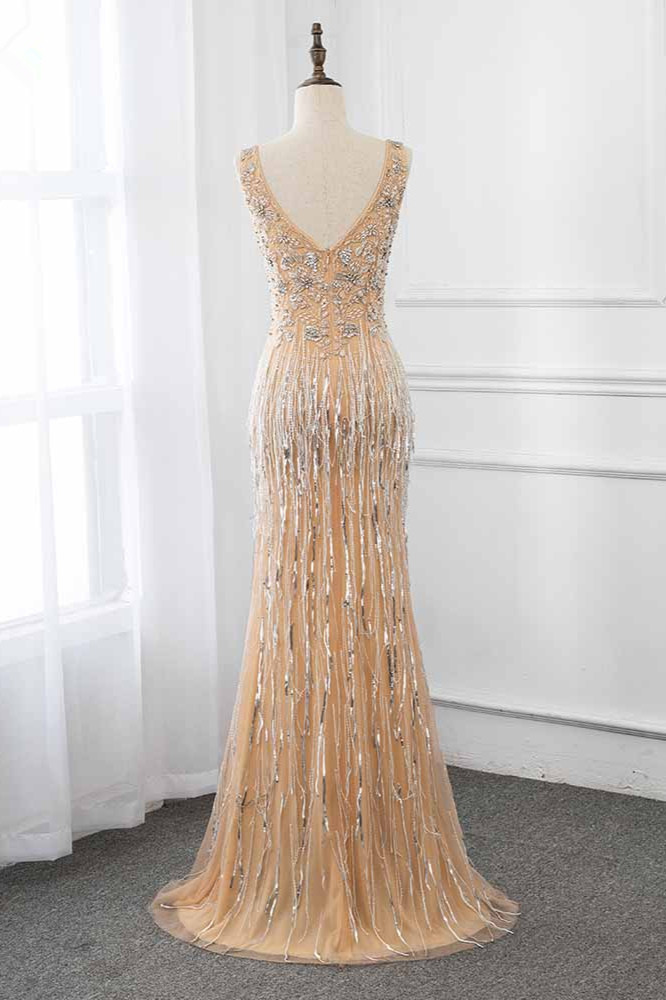BMbridal Chic Tulle Straps V-Neck Burgundy Prom Dresses with Rhinestone Appliques Online