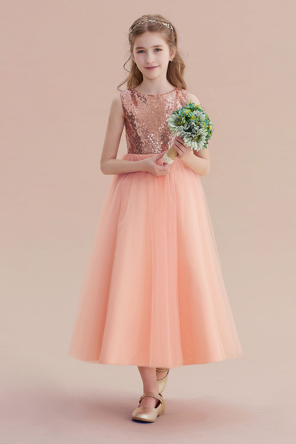 BMbridal A-Line Graceful Sequins Tulle Flower Girl Dress On Sale-BMbridal