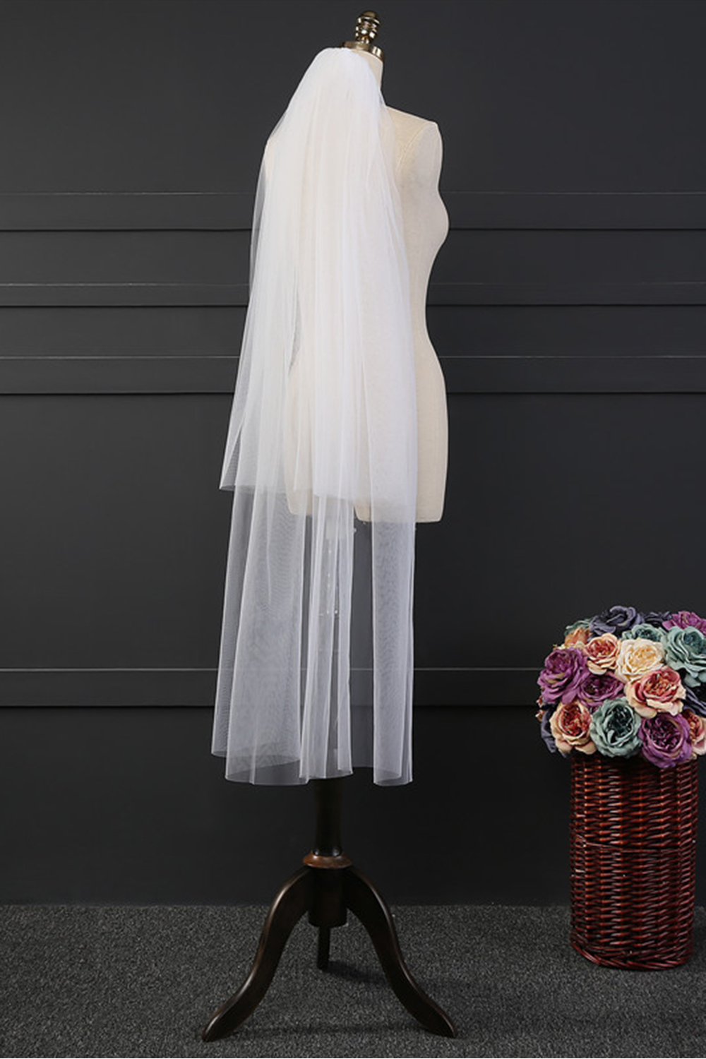 BMbridal Affordable Tulle Cut Edge Wedding Veil-BMbridal