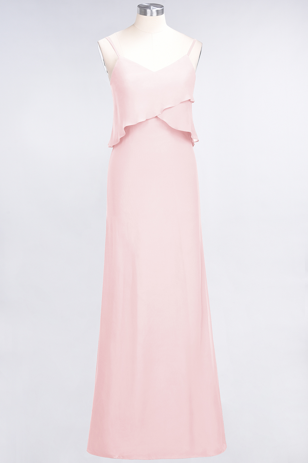 BMbridal Affordable Spaghetti-Straps V-Neck Burgundy Chiffon Bridesmaid Dresses-BMbridal