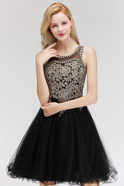 BMbridal A-line Tulle Lace Homecoming Dress with Beadings