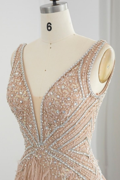 Bmbridal Black Floor-Length V-Neck Sleeveless Prom Dresses with Appliques