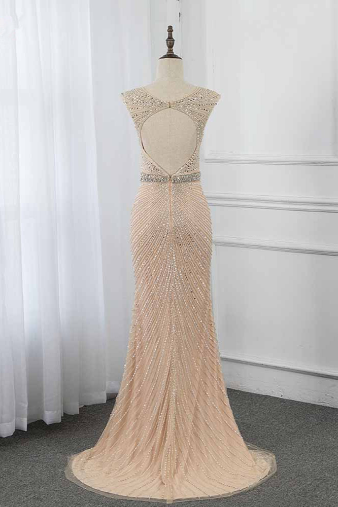 BMbridal Luxury V-Neck Beadings Mermaid Prom Dresses with Crystals On Sale
