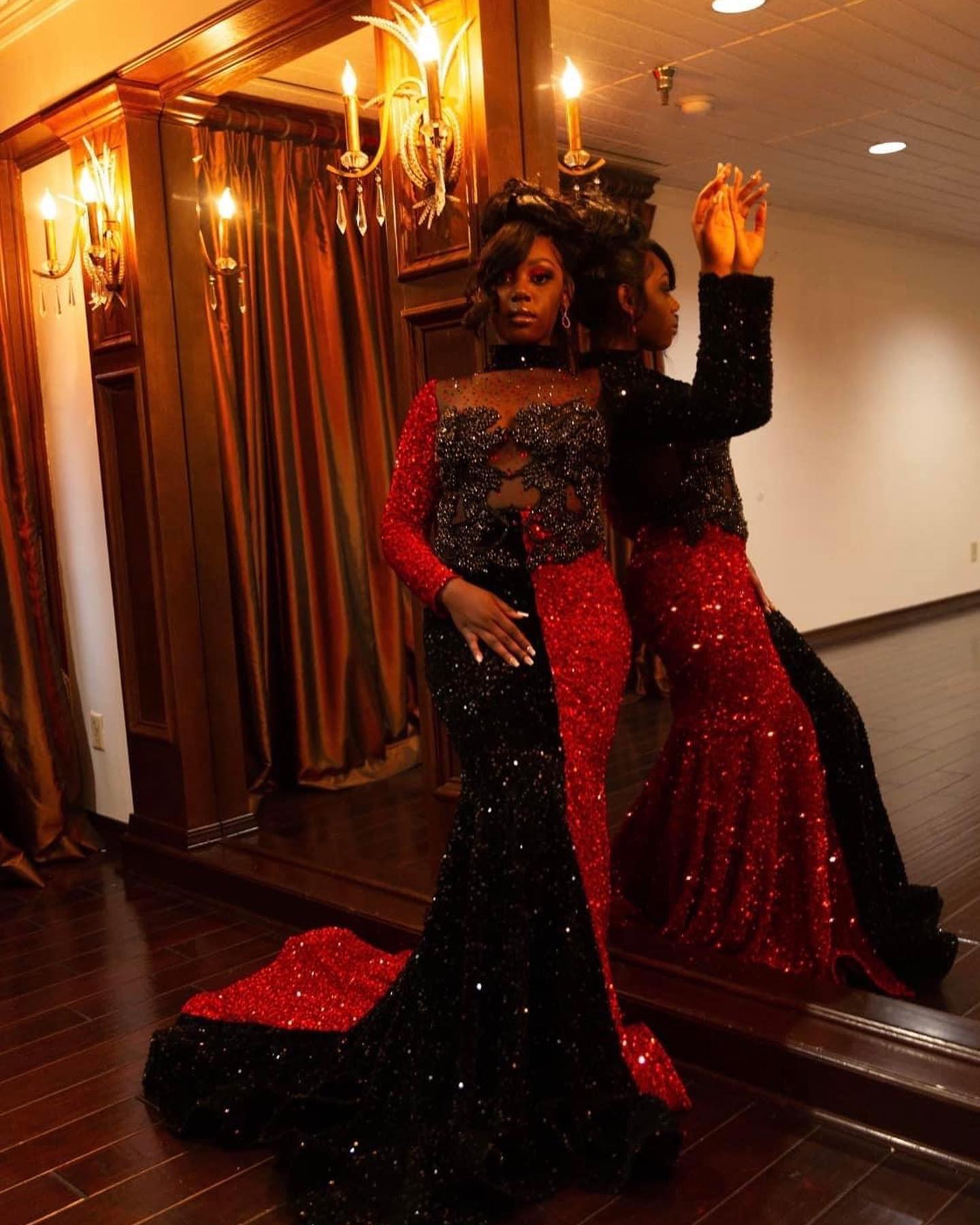 Deep Military Green Prom Dress with African Geometric Embroidery & Asymmetrical Design – High-Waisted Modern Queen Gown