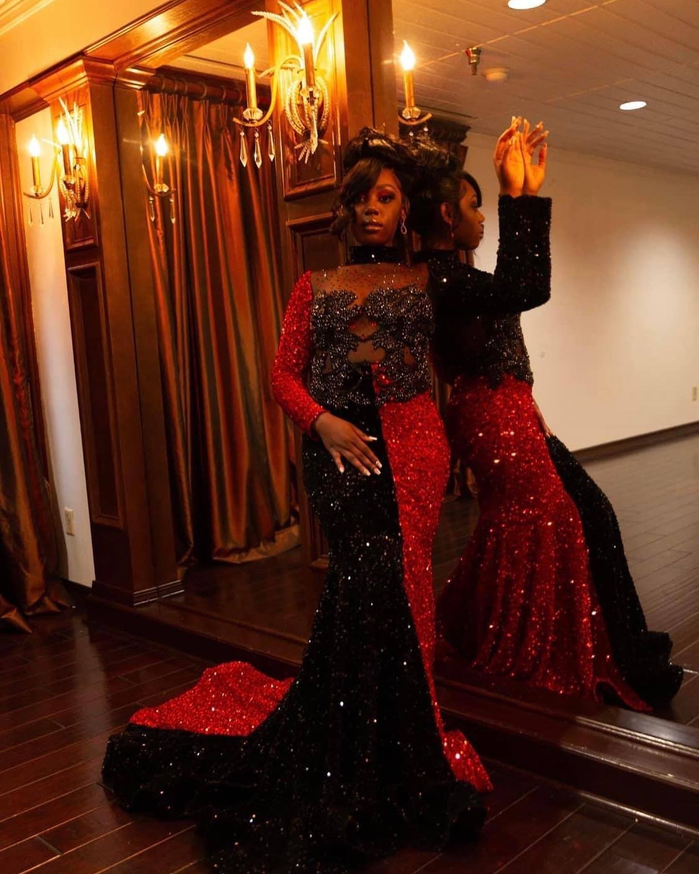 Deep Military Green Prom Dress with African Geometric Embroidery & Asymmetrical Design – High-Waisted Modern Queen Gown