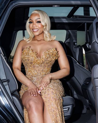 Champagne Star - Crystal Beaded Prom Dress with 3D Florals & High Slit