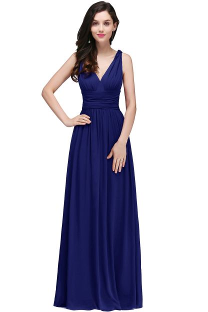 BMbridal Affordable Chiffon V-Neck Burgundy Bridesmaid Dress with Ruffle In Stock