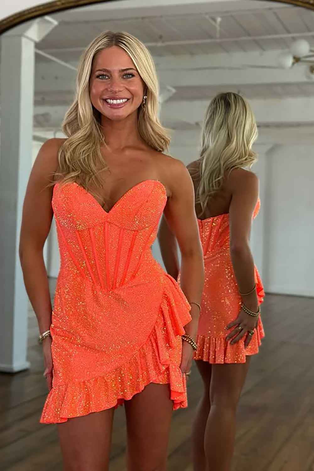 Sparkly Navy Tight Sweetheart Short Corset Homecoming Dress