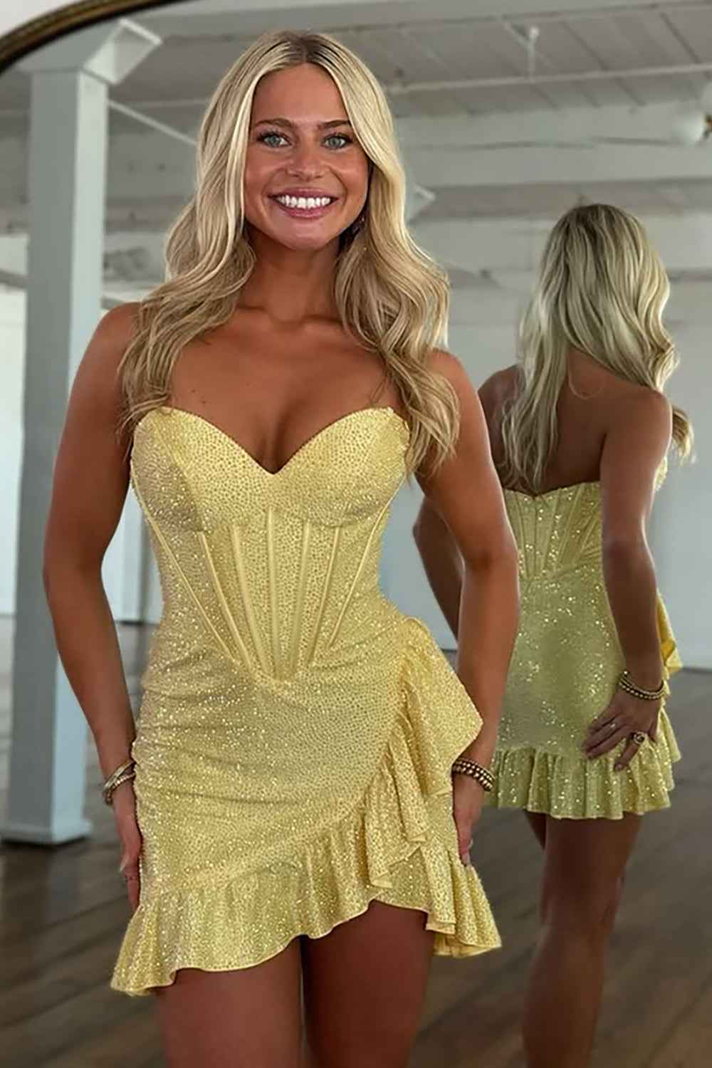 Sparkly Navy Tight Sweetheart Short Corset Homecoming Dress