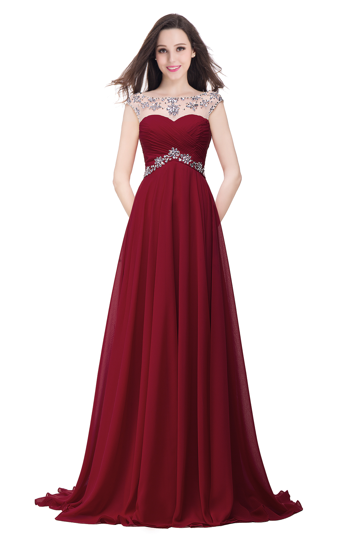 BMbridal A-line Sweetheart Chiffon Evening Dress With Crystal