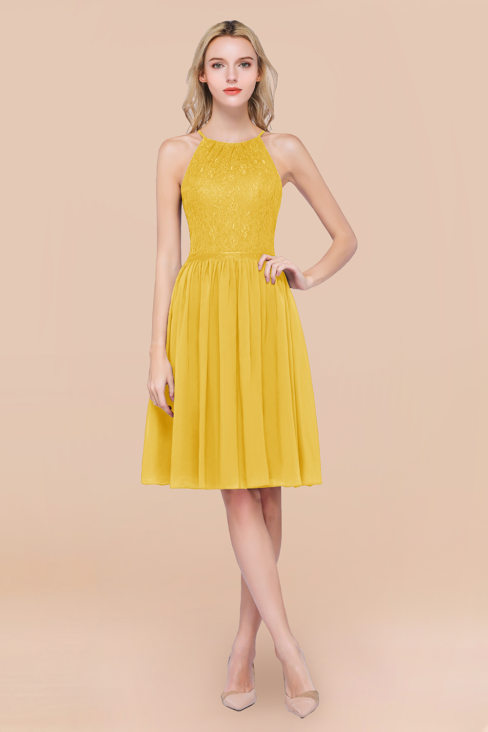 BMbridal Lovely Burgundy Lace Short Bridesmaid Dress With Spaghetti-Straps-BMbridal