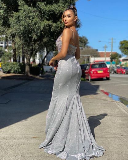 Bmbridal Glittering Sleeveless Mermaid Prom Dress With Appliques