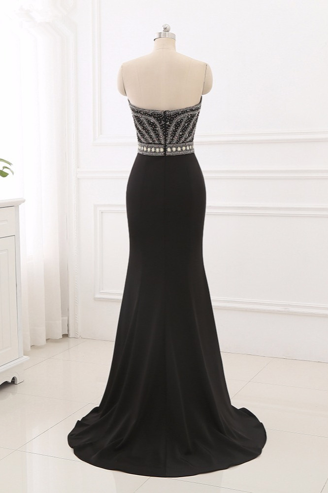 BMbridal Gorgeous Strapless Sweetheart Black Mermaid Prom Dresses with Rhinestones Online