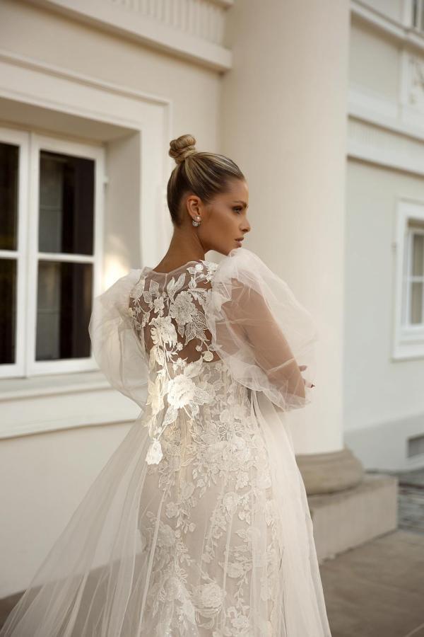 Bmbridal Sweetheart Champagne Wedding Dress Mermaid Long With Appliques-BMbridal
