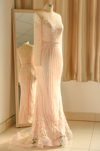 BMbridal Glamorous Long Sleeve Sequins Prom Dress Mermaid Long Online
