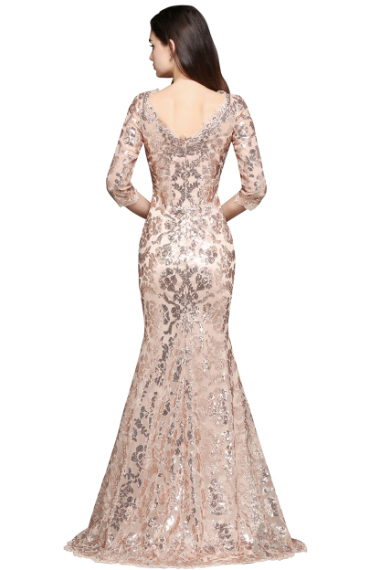 BMbridal Gorgeous Long Sleeve Sequins Prom Dress Mermiad Long Evening Party Gowns