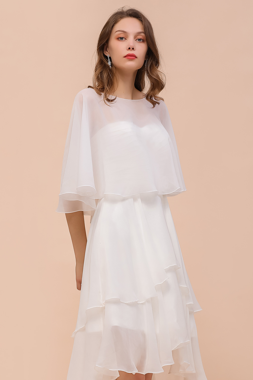 BMbridal White Chiffon Jewel Special Occasions Wraps-BMbridal