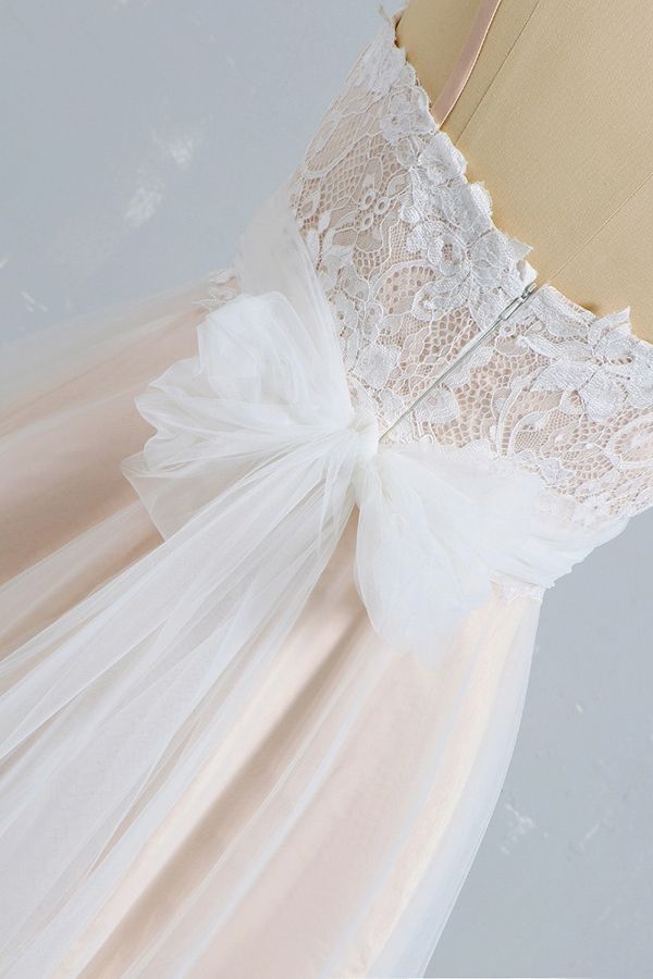 BMbridal Stylish Spaghetti Straps Sleeveless Lace Wedding Dresses Champgne A-line Ruffles Bridal Gowns On Sale-BMbridal