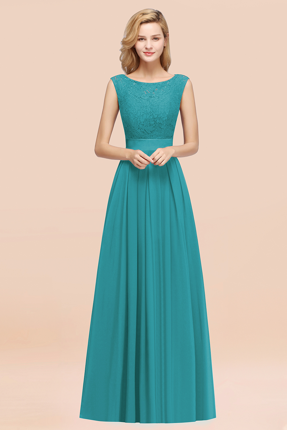 BMbridal Vintage Sleeveless Lace Bridesmaid Dresses Affordable Chiffon Wedding Party Dress Online-BMbridal