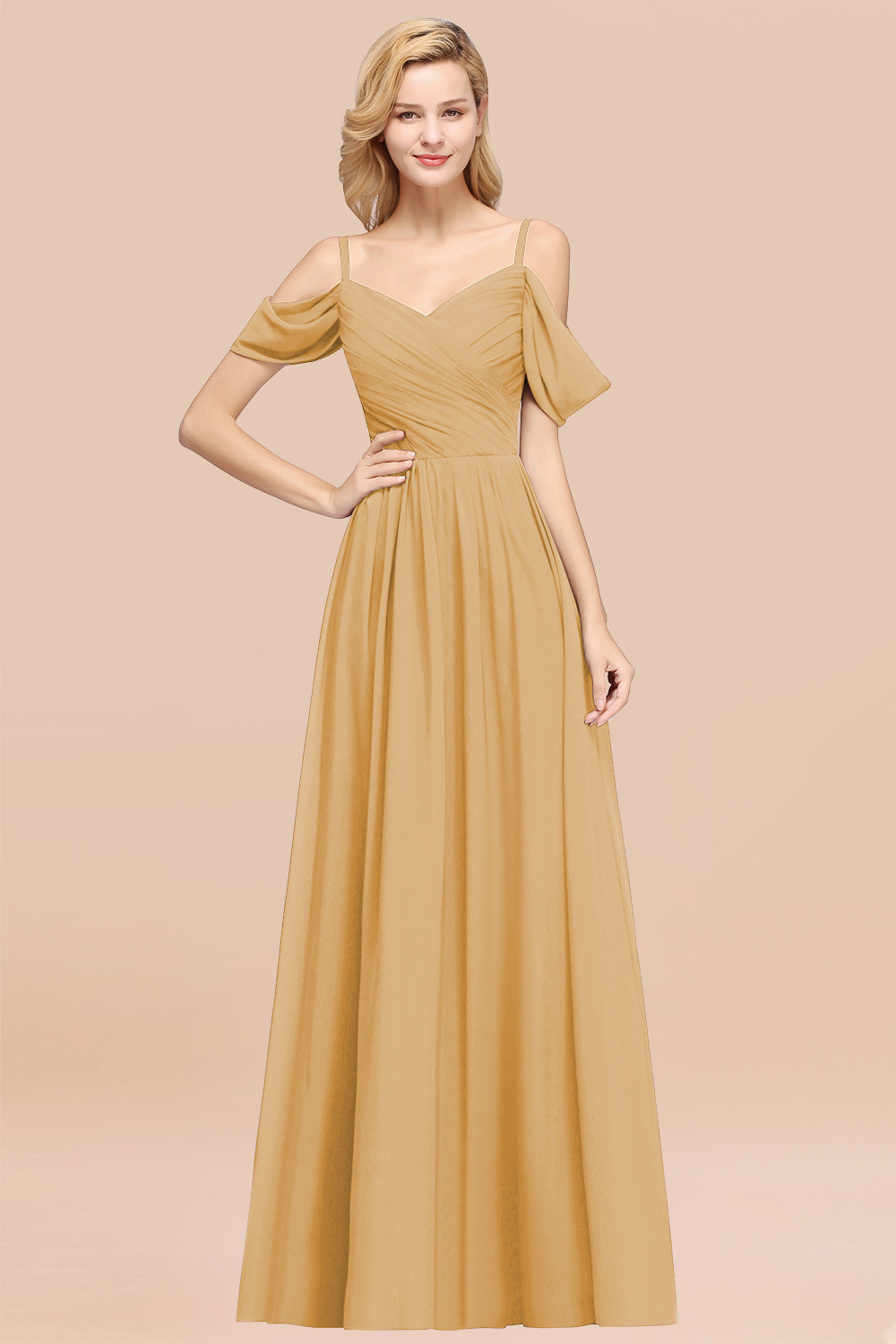 BMbridal Chic Off-the-shoulder Burgundy Bridesmaid Dress with Spaghetti Straps-BMbridal