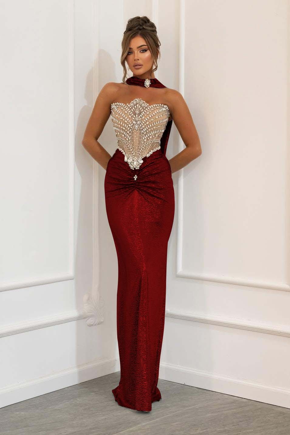 Strapless Sleeveless Long Mermaid Prom Dress With Beading Pleated