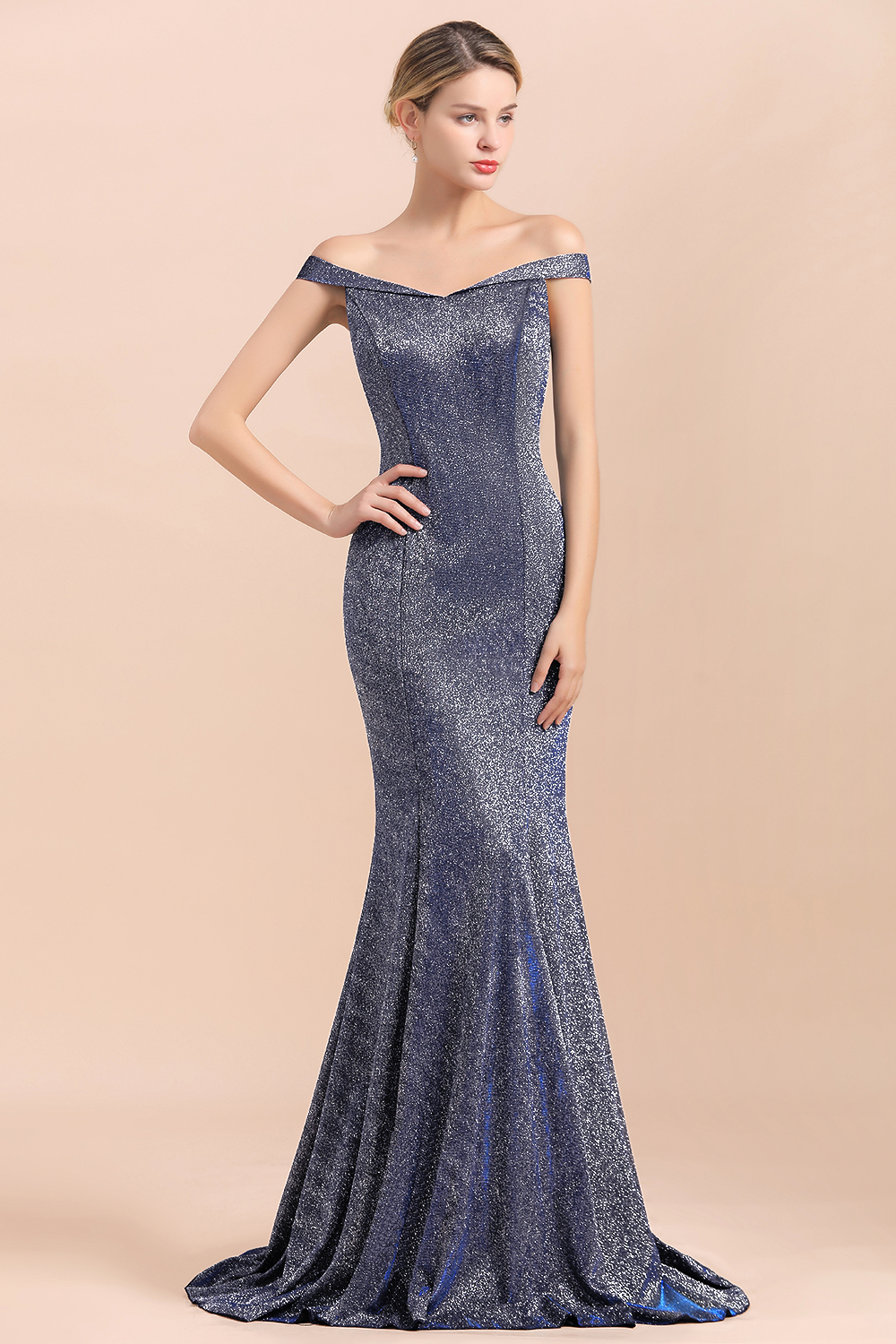 BMbridal Stunning Off-the-Shoulder Mermaid Prom Dress Long Zipper Back