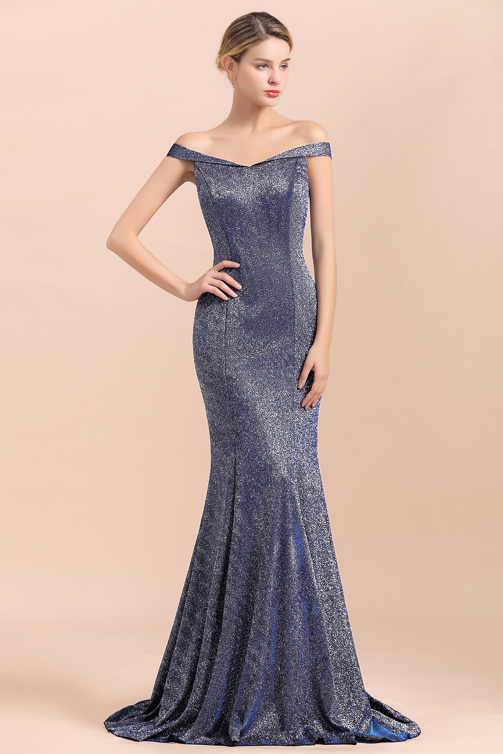 BMbridal Stunning Off-the-Shoulder Mermaid Prom Dress Long Zipper Back