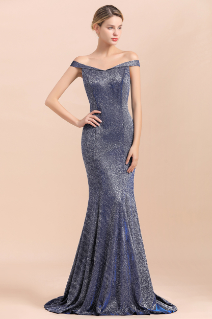 BMbridal Stunning Off-the-Shoulder Mermaid Prom Dress Long Zipper Back