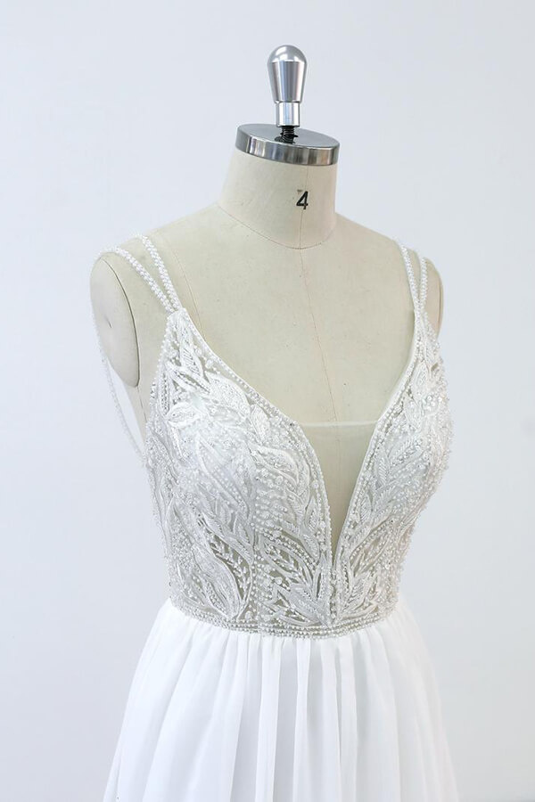 BMbridal Elegant Beading Chiffon A-line Wedding Dress On Sale-BMbridal