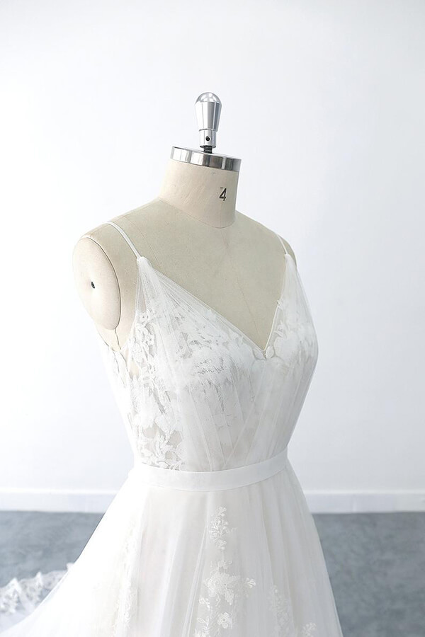 BMbridal Amazing Ruffle Appliques Tulle A-line Wedding Dress On Sale-BMbridal