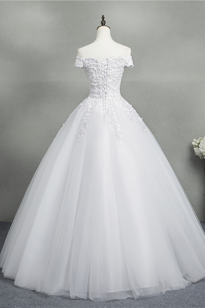 BMbridal Stunning Off-the-Shoulder Sweetheart Wedding Dresses Short Sleeves Lace Appliques Bridal Gowns On Sale-BMbridal